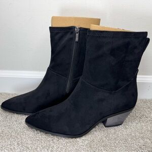 NEW Franco Sarto Sammi Bootie Black Suede Boots w/ Block Heel Women’s Size 7.5
